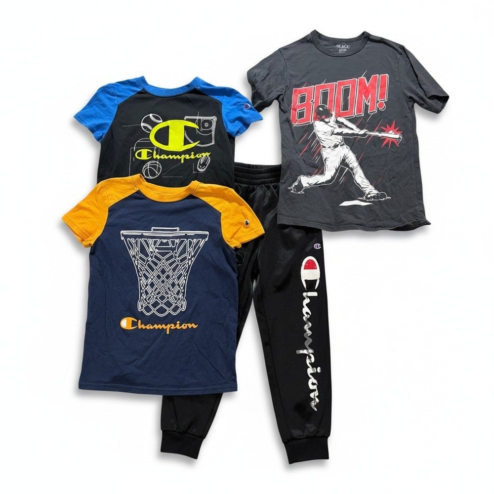 Champion The Childrens Place 7/8 Boys 4pc Lot Shirts Joggers Athleisure Casual